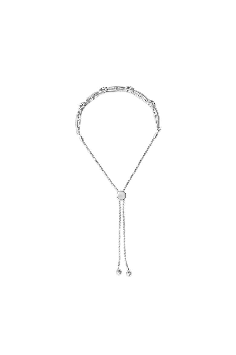 Silver 1/10 Cttw Diamond X Link Bolo Bracelet, Alternate, color, White