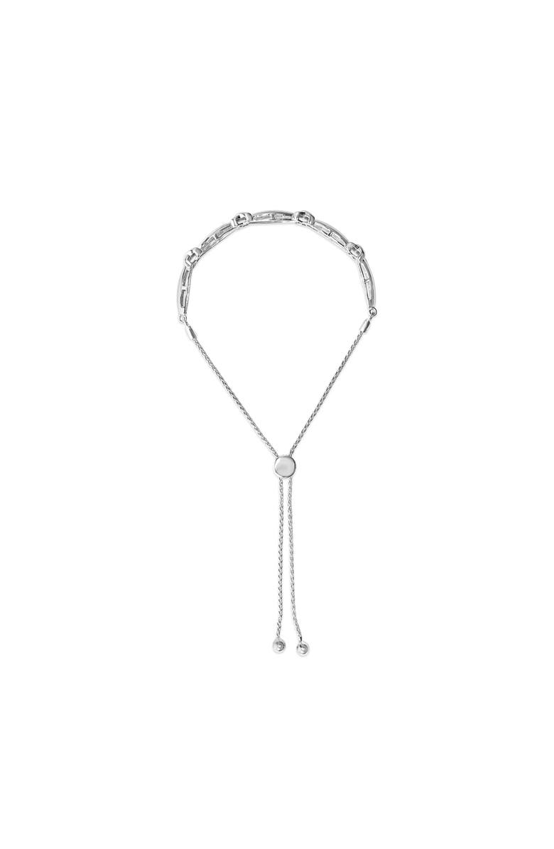 Haus of Brilliance Silver 1/10 Cttw Diamond X Link Bolo Bracelet, Alternate, color, White