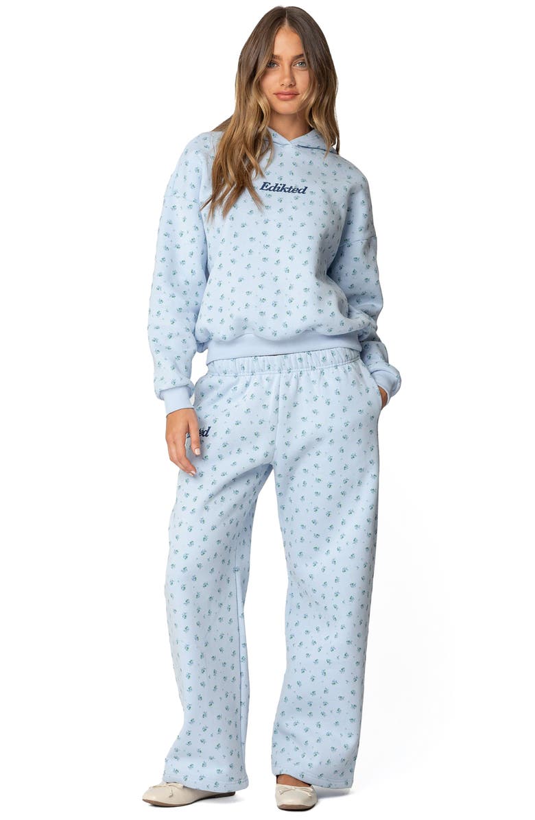 EDIKTED Flower Power Hoodie, Alternate, color, Light-Blue