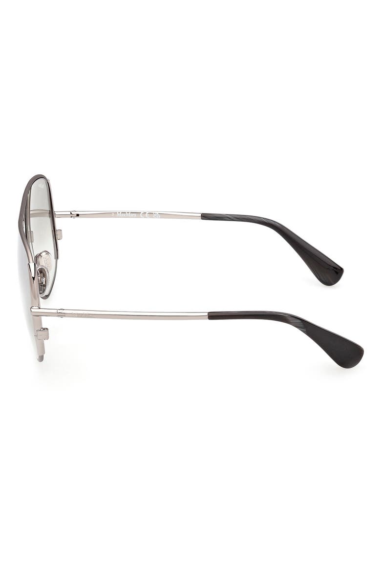 Max Mara 60mm Pilot Sunglasses, Alternate, color, Ruthenium Black Horn / Smoke