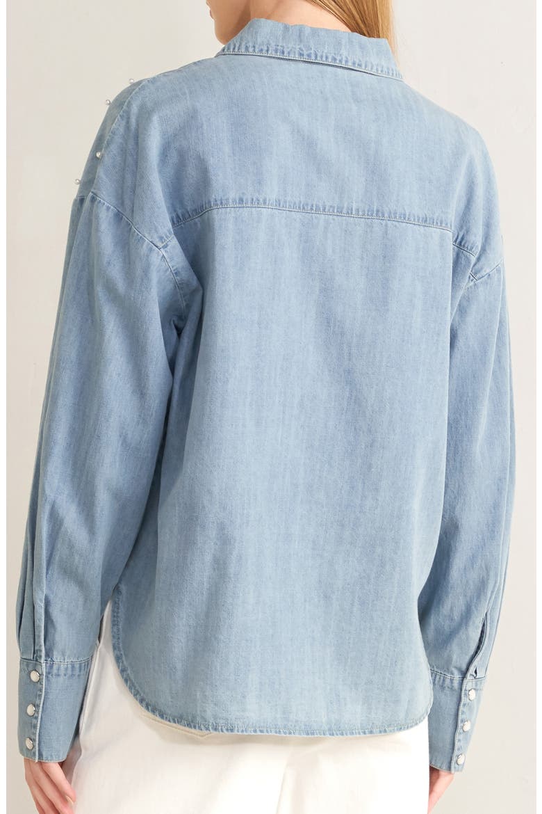 Embellished Chambray Shirt, Alternate, color, LIGHT INDIGO