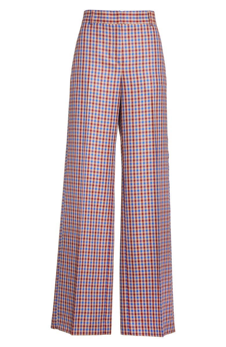 Tory Burch Ainsley Plaid Wide Leg Trousers, Alternate, color, 