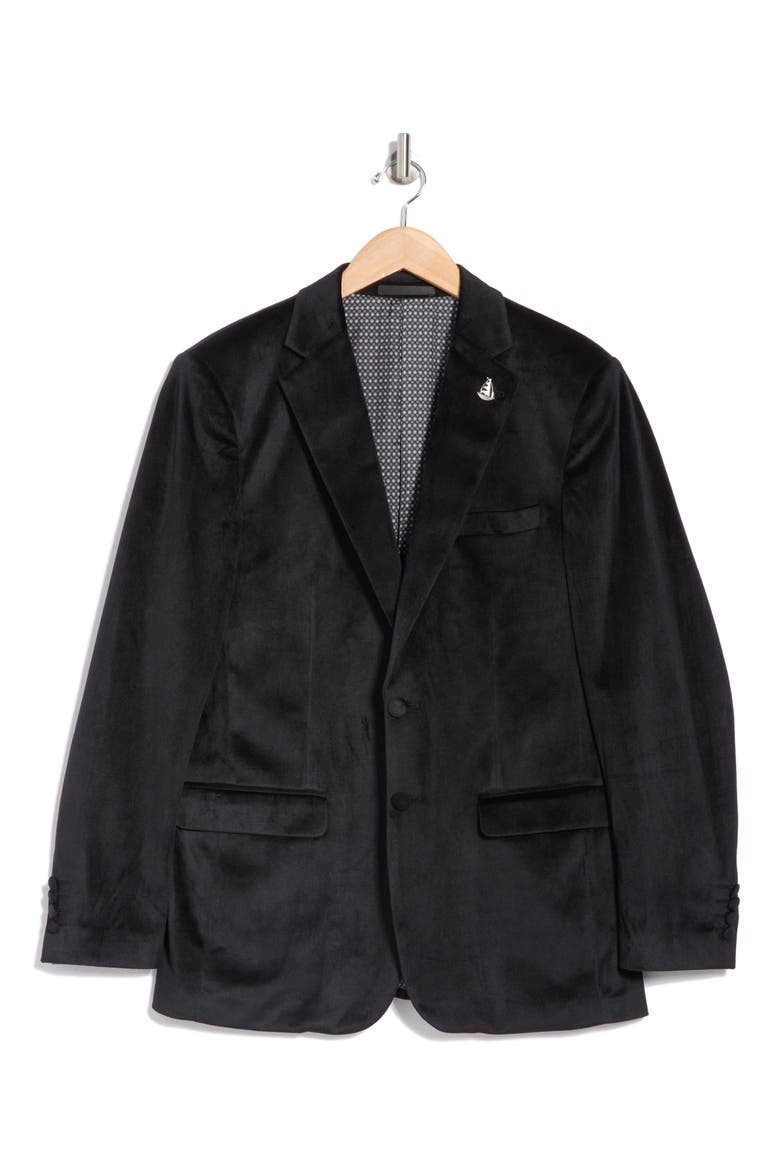 Slim Fit Velour Blazer, Alternate, color, BLACK
