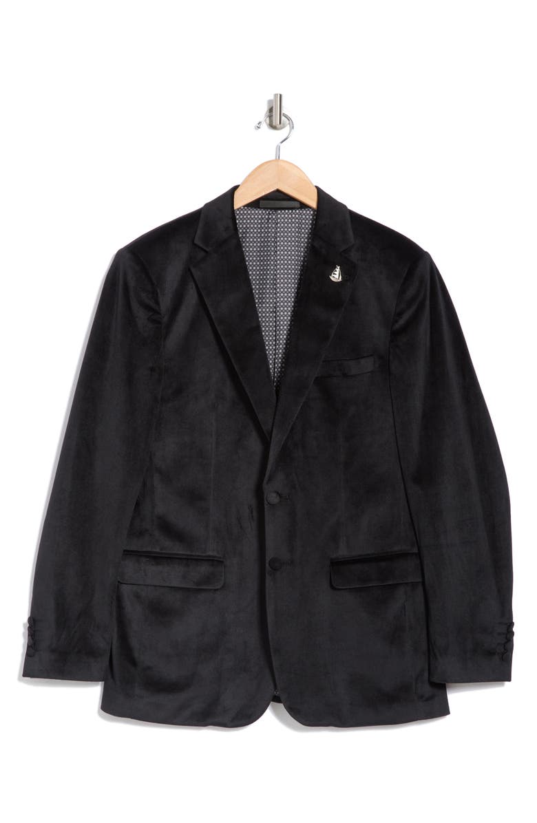 Tahari Slim Fit Velour Blazer, Alternate, color, Black