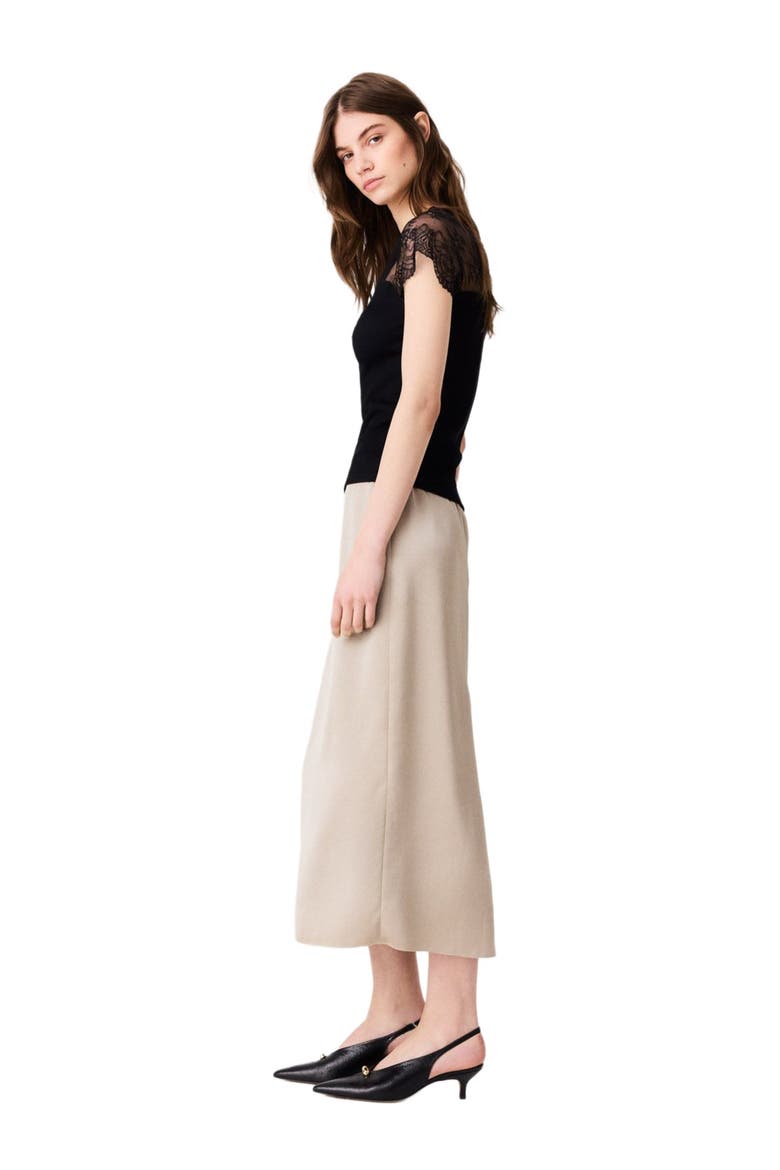 Jersey top with lace trim, Alternate, color, Black