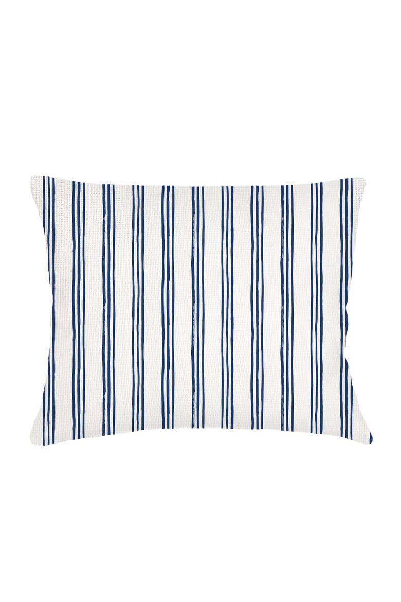 Ocean Drift Navy Stripe Linen Dutch Euro Pillow 28x36 with Down Insert, Main, color, Navy