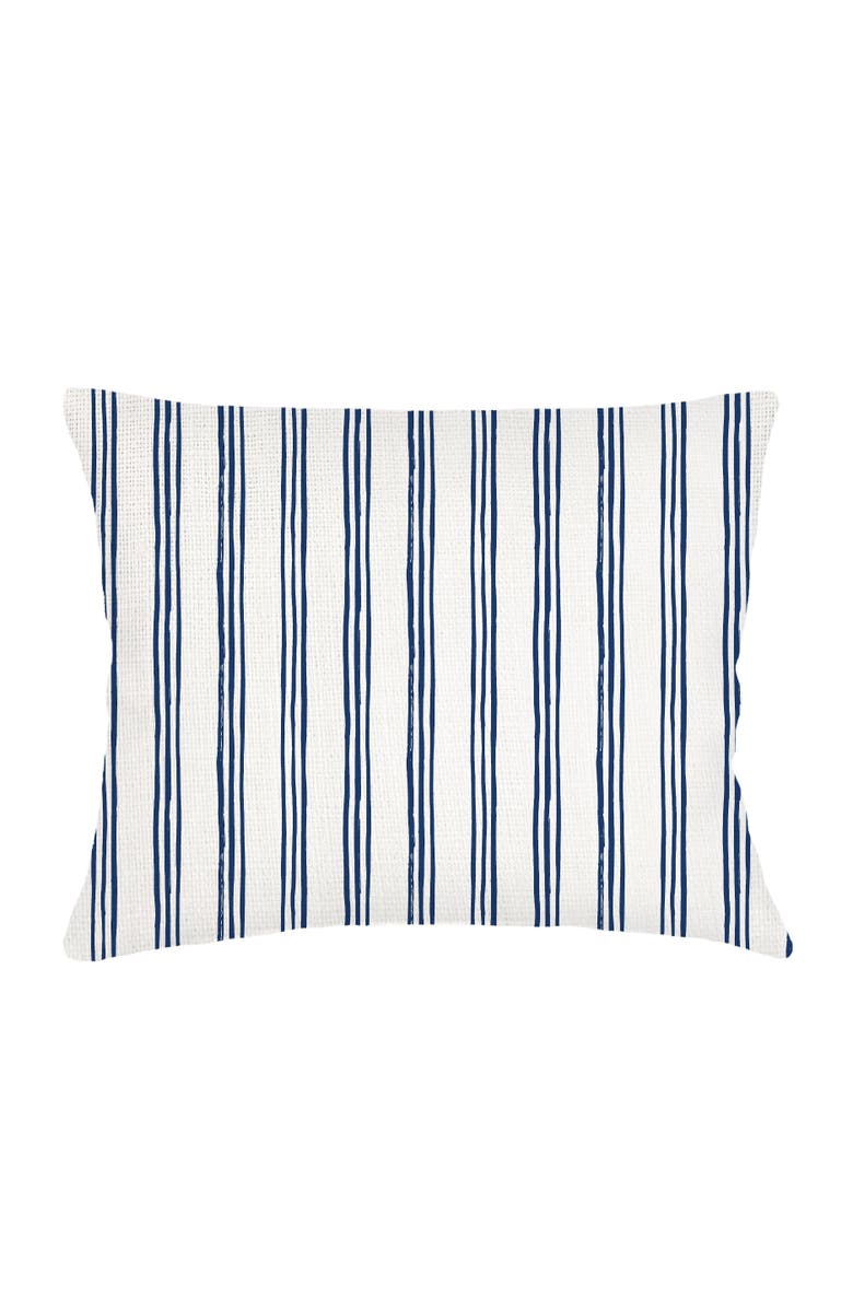 Anaya Ocean Drift Navy Stripe Linen Dutch Euro Pillow 28x36 with Down Insert, Main, color, Navy
