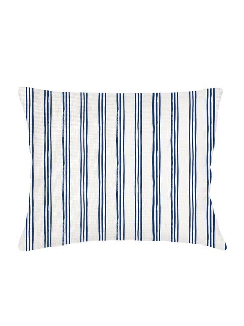 Ocean Drift Navy Stripe Linen Dutch Euro Pillow 28x36 with Down Alternative Insert