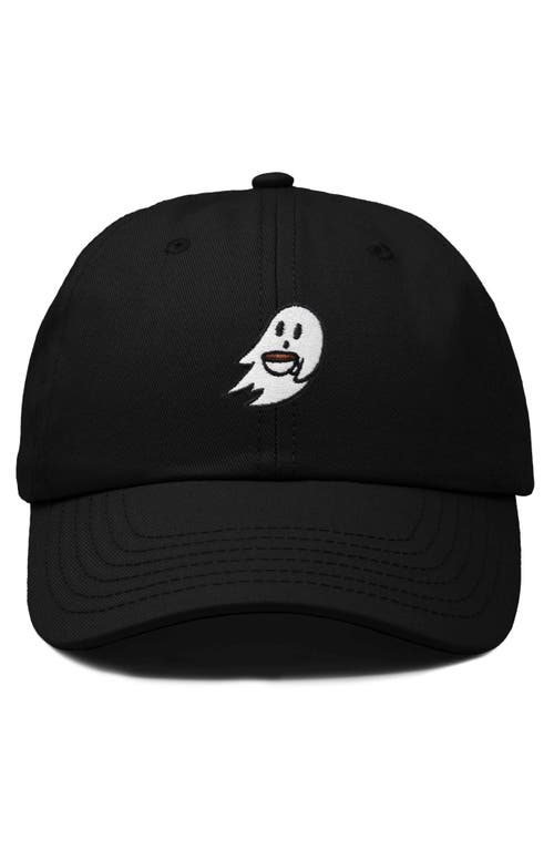 Dalix Coffee Ghost Embroidered Hat In Black