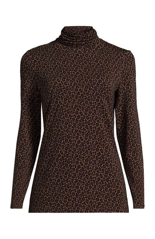 Lands' End Lightweight Jersey Skimming Long Sleeve Turtleneck In Brown