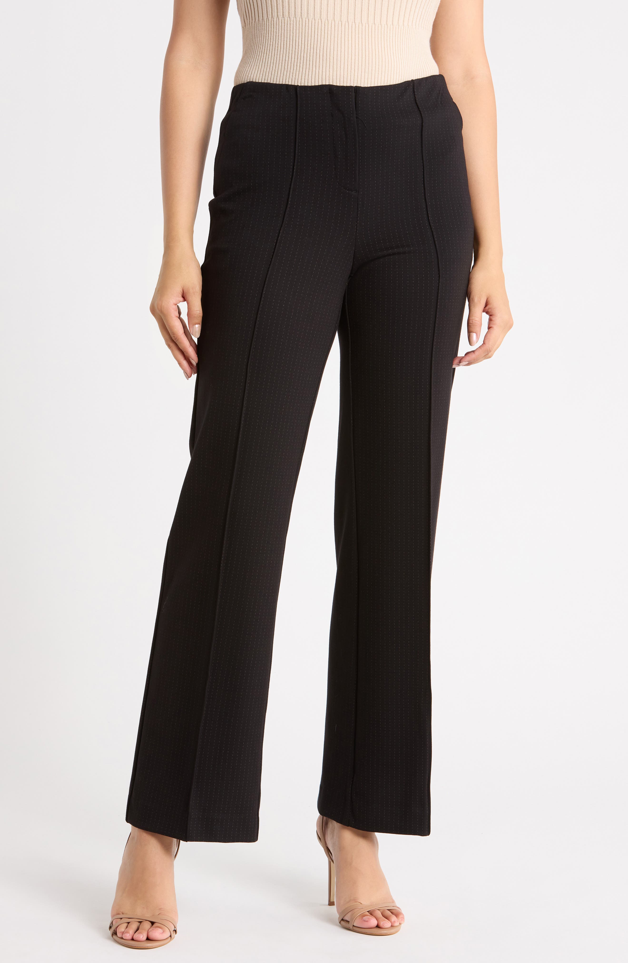 Pleat Front Wide Leg Pants