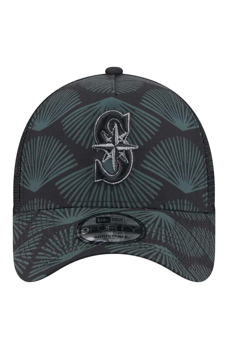 New Era Men's New Era Black Seattle Mariners 9FORTY A-Frame Trucker Adjustable Hat, Alternate, color, Black
