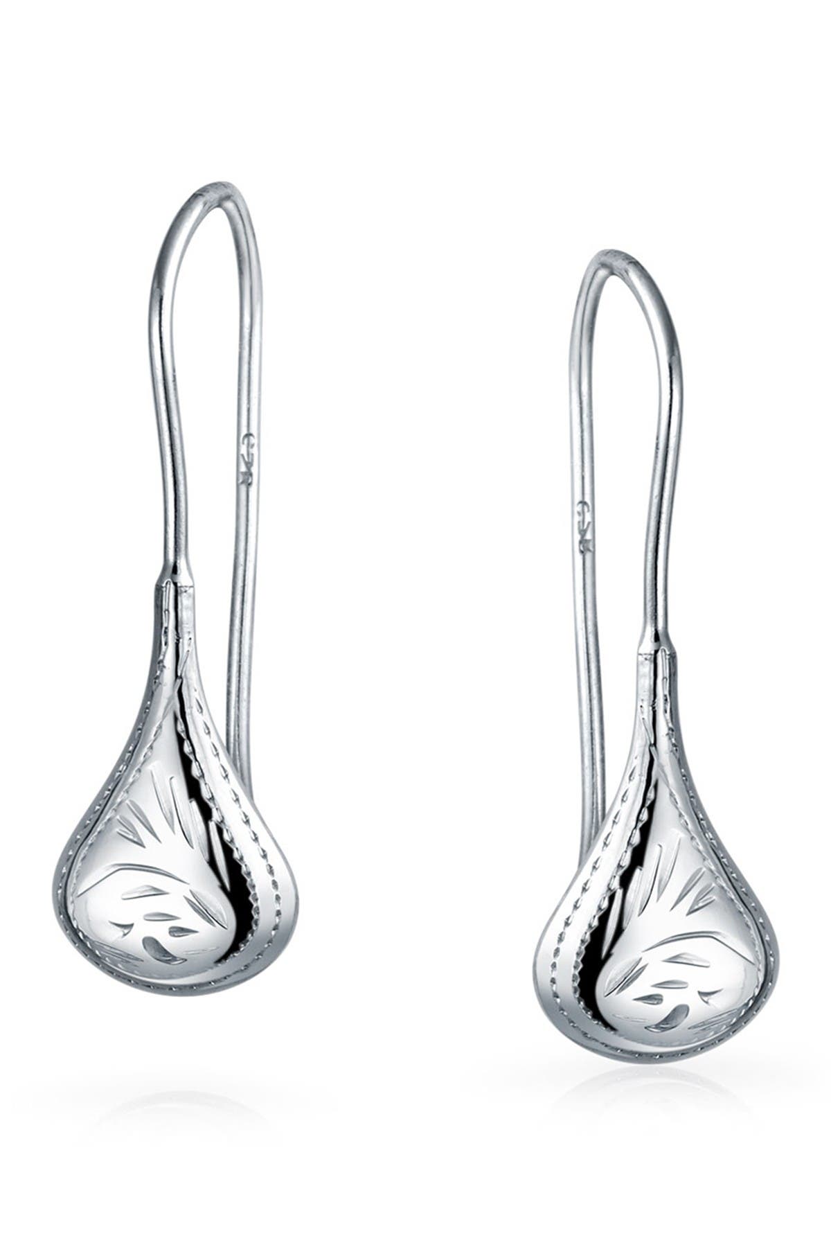 BLING JEWELRY Sterling Silver Etched Teardrop Earrings