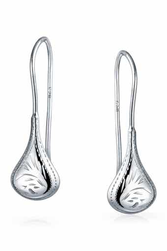 BLING JEWELRY Sterling Silver Etched Teardrop Earrings