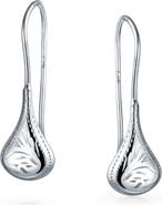 BLING JEWELRY Sterling Silver Etched Teardrop Earrings