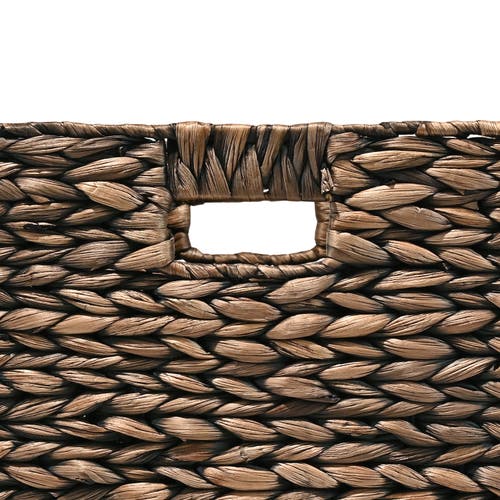 Happimess Bryce Classic Farmhouse Handwoven Hyacinth Collapsible Storage Cube Baskets With Handles, In Woody