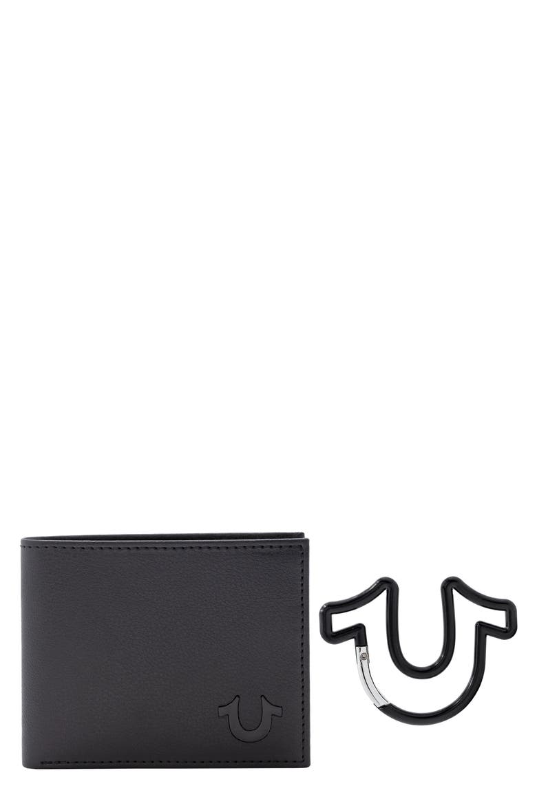 Bifold Wallet & Horseshoe Carabiner Gift Set, Main, color, BLACK/ BLACK