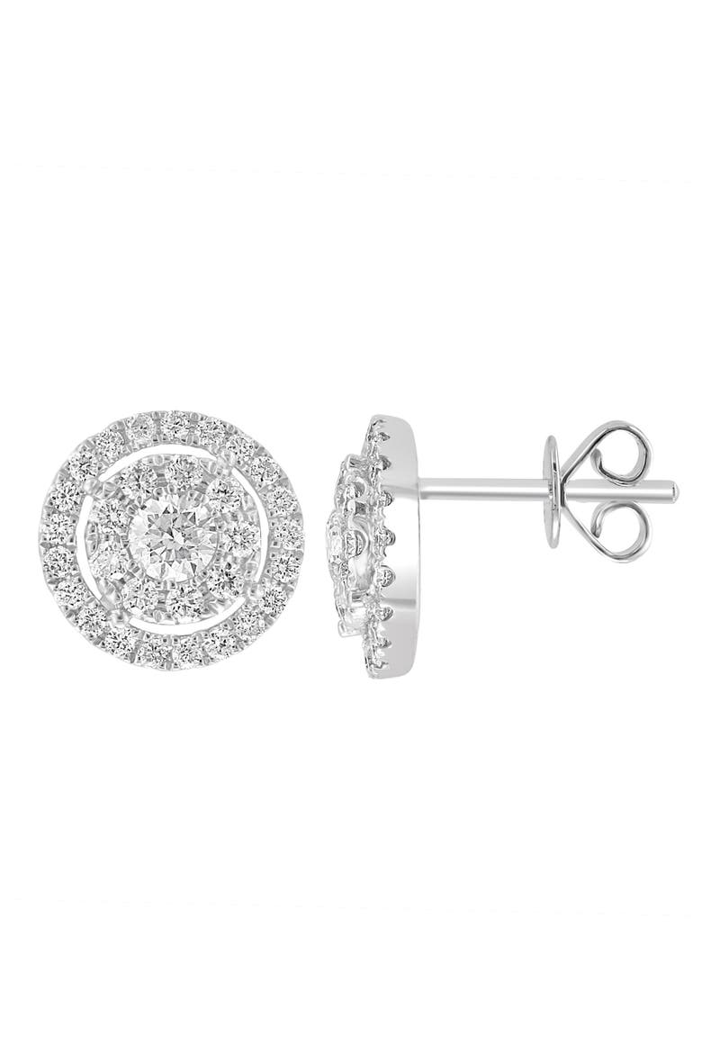 925 Silver Lab Grown Diamond Stud Earrings, Alternate, color, Sterling Silver