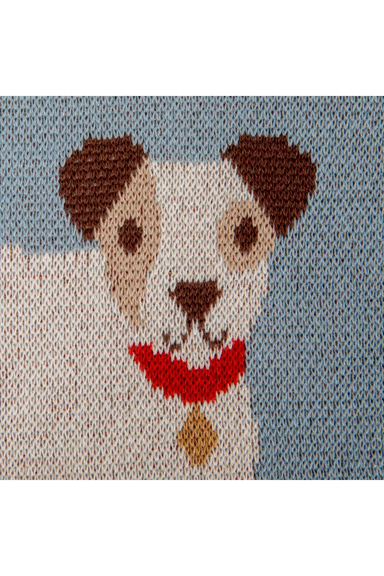 Cotton Knit Baby Blanket with Dog Prints, Multicolor, Alternate, color, Blue