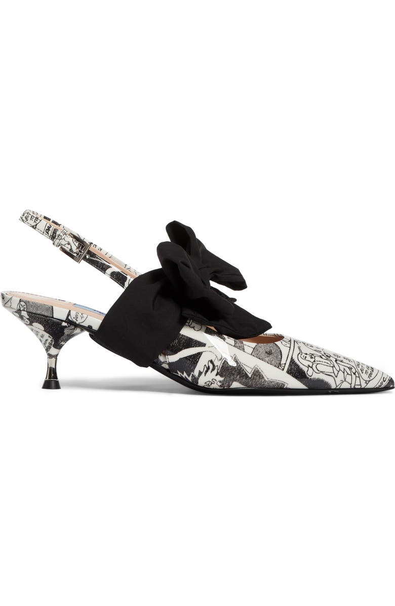 Prada Bow Pointy Toe Slingback Pump, Alternate, color,