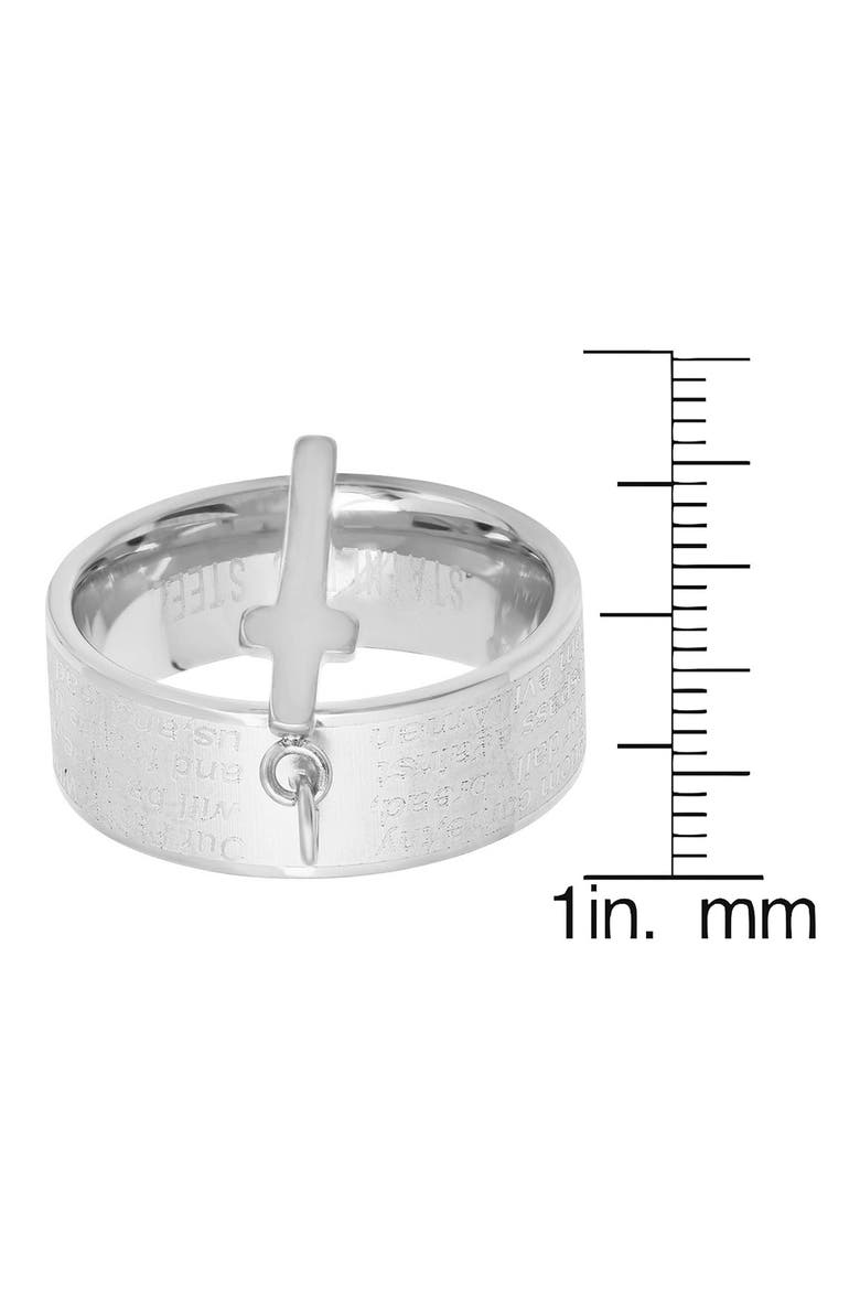 Stainless Steel Lord's Prayer Cross Band Ring, Alternate, color, SILVER