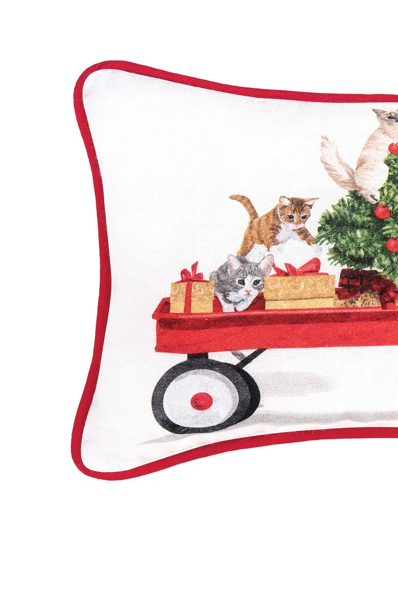 C&F Home Kittens Pulling Christmas Tree and Presents in Red Wagon Printed Accent Small/Petite Accent Pillow, 8" x 12", Alternate, color, 