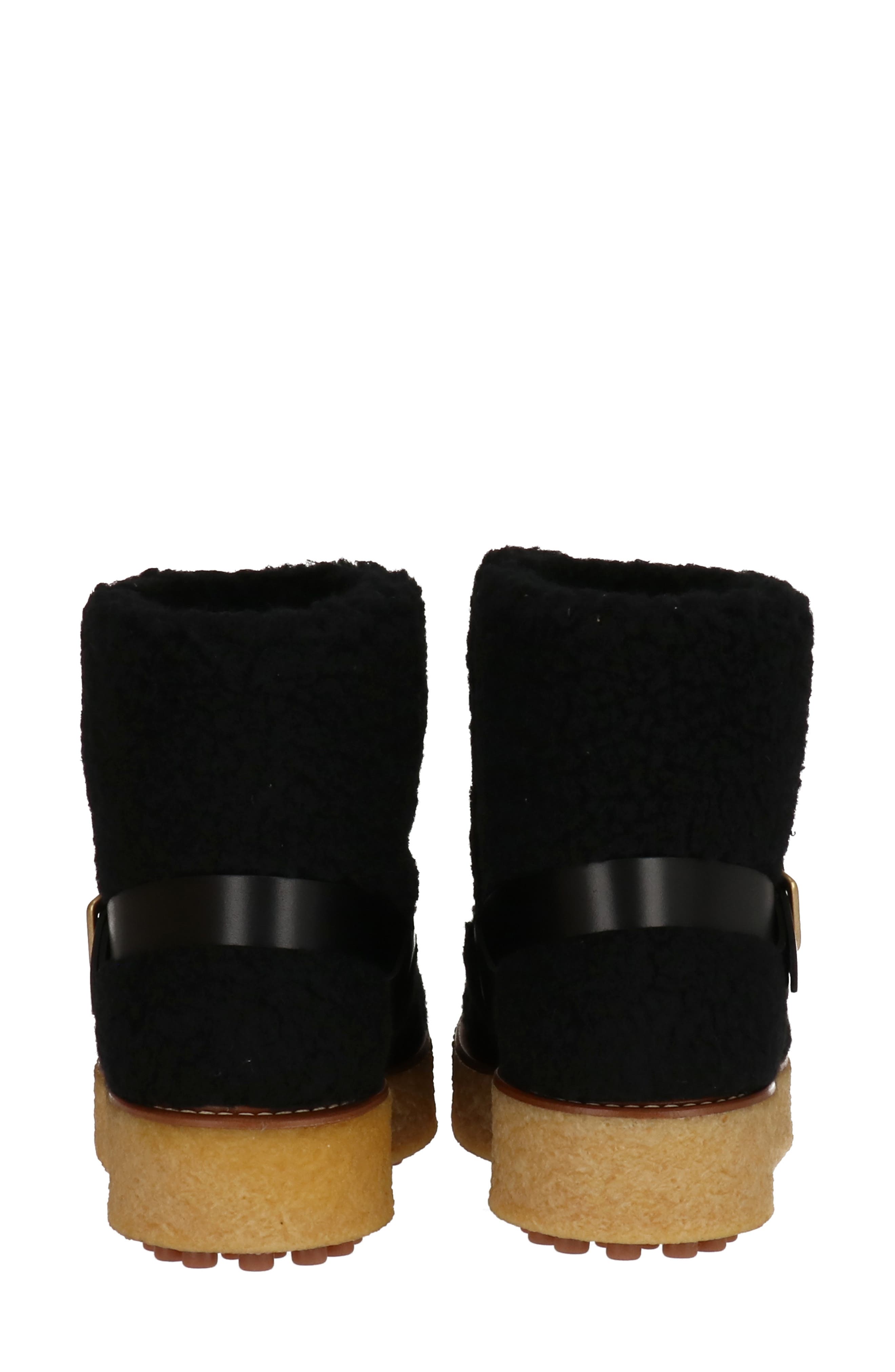 Tod's Faux Shearling Platform Boot, Alternate, color, Black