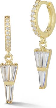 GLAZE JEWELRY Cubic Zirconia Drop Huggie Hoop Earrings
