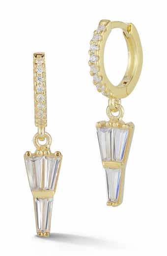 GLAZE JEWELRY Cubic Zirconia Drop Huggie Hoop Earrings
