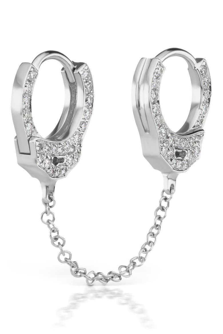6.5mm Medium Chain Diamond Handcuff Clickers, Main, color, WHITE GOLD/ DIAMOND