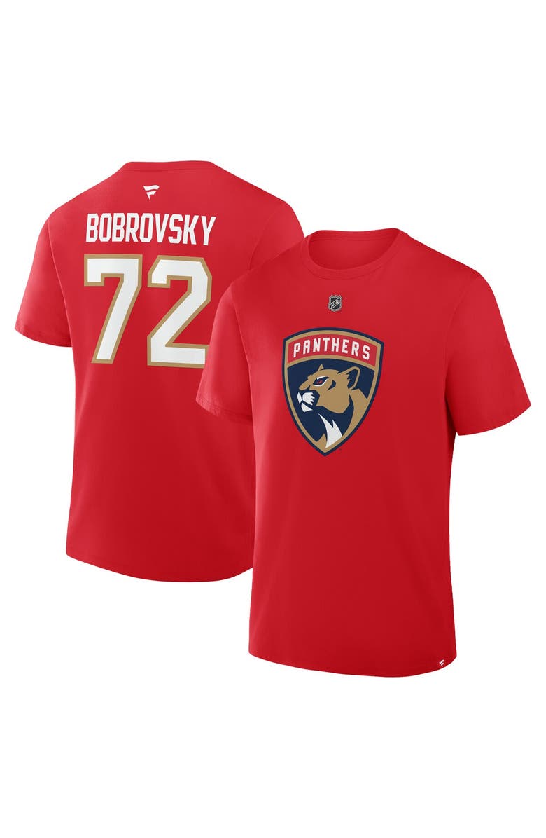 FANATICS Men's Fanatics Sergei Bobrovsky Red Florida Panthers Authentic Stack Name & Number T-Shirt, Main, color, Red