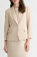 KASPER Scallop Hem One-Button Blazer