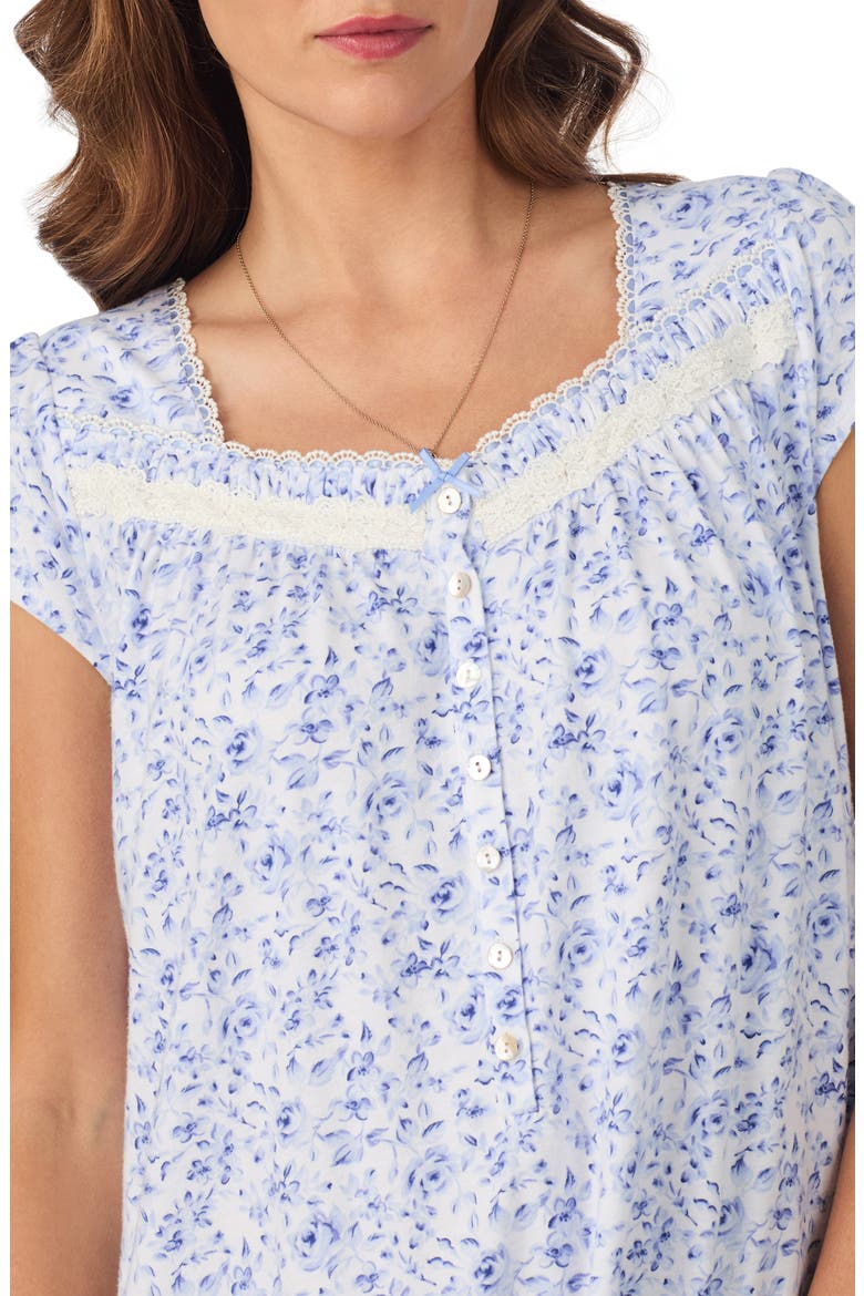 Floral Cap Sleeve Nightgown, Alternate, color, WHITE/ BLUE FLOWER