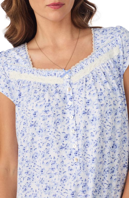 Eileen West Floral Cap Sleeve Nightgown In Blue