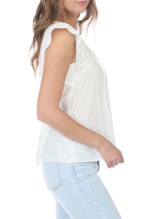 RAIN AND ROSE RAIN AND ROSE EMBROIDERED FLUTTER SLEEVE TOP 