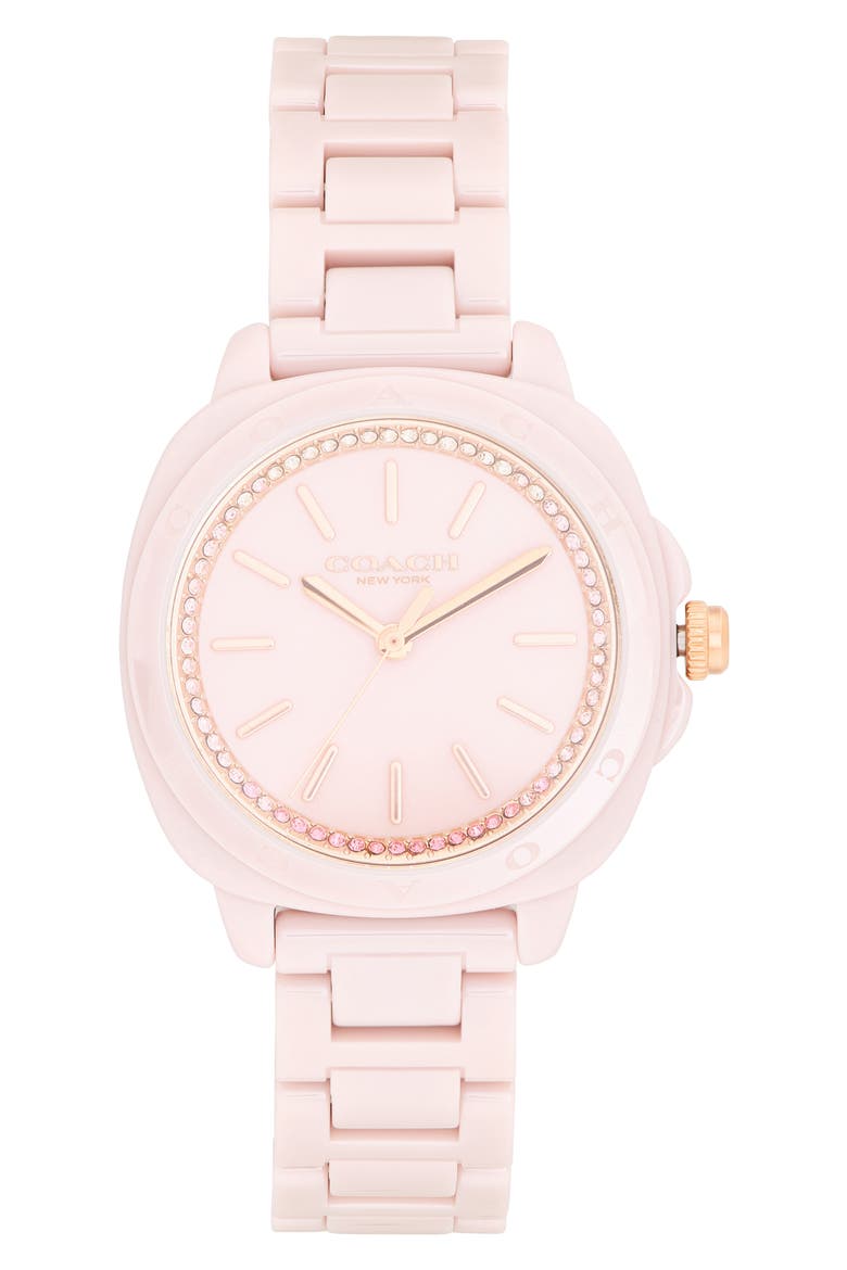 Kitt Ceramic Bracelet Watch, 34mm, Main, color, BLUSH