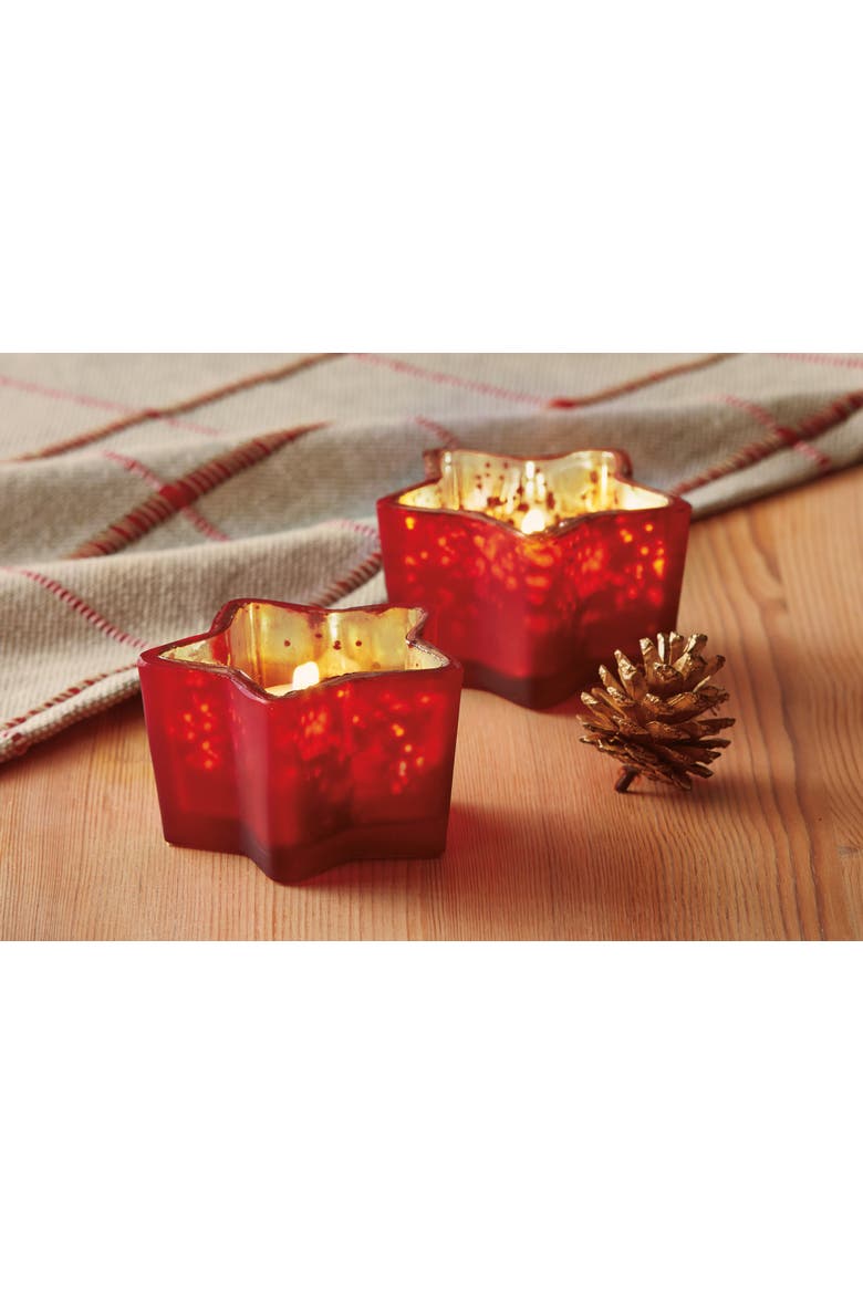Red Star Shaped Glass Tealight Candle Holder for Christmas, Alternate, color, Red