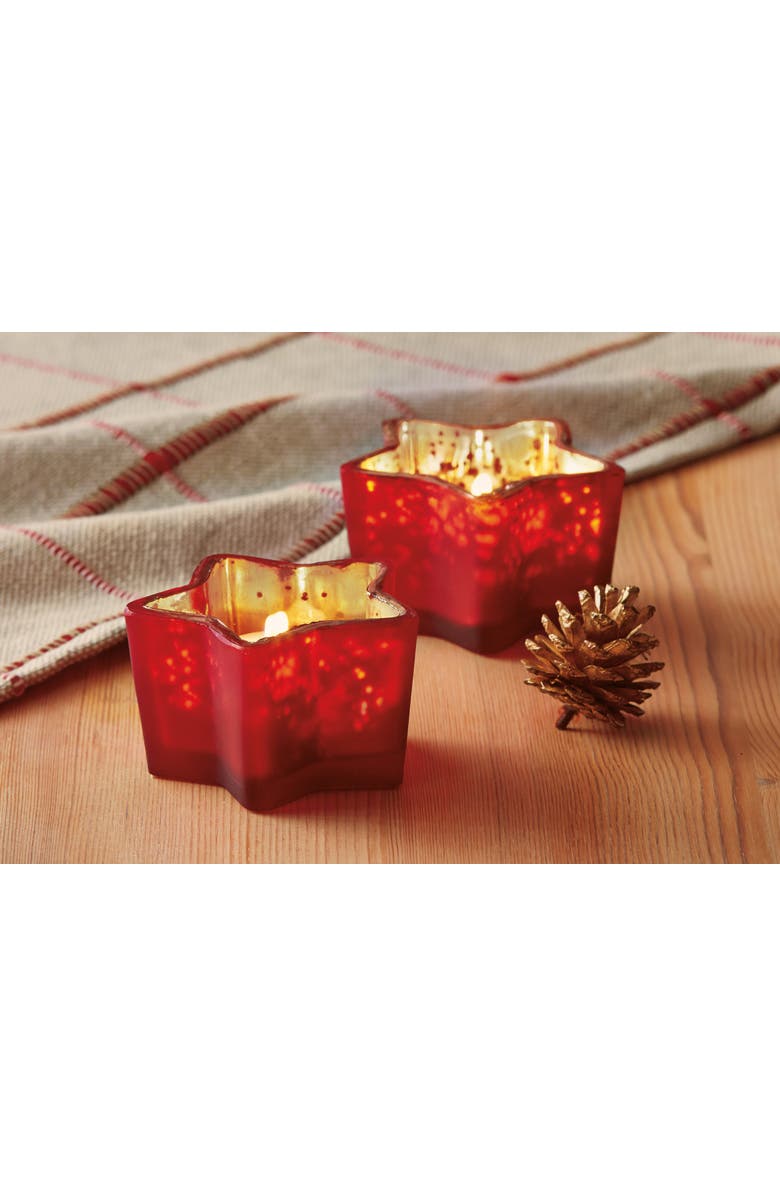 tag Red Star Shaped Glass Tealight Candle Holder for Christmas, Alternate, color, Red