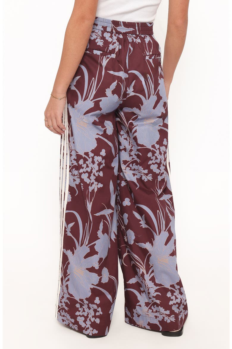 Aine Floral Wide Leg Cotton Pants, Alternate, color, BURGUNDY FLORAL