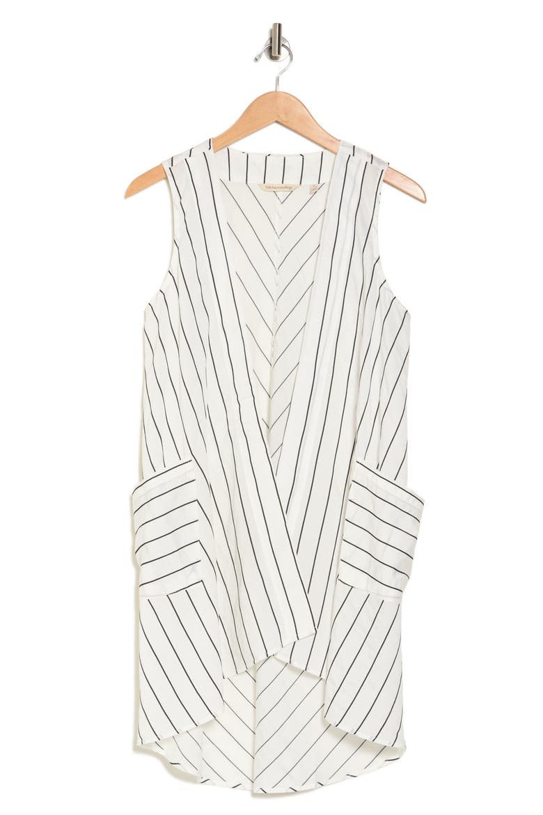 Pin Stripe Longline Vest, Alternate, color, WHITE