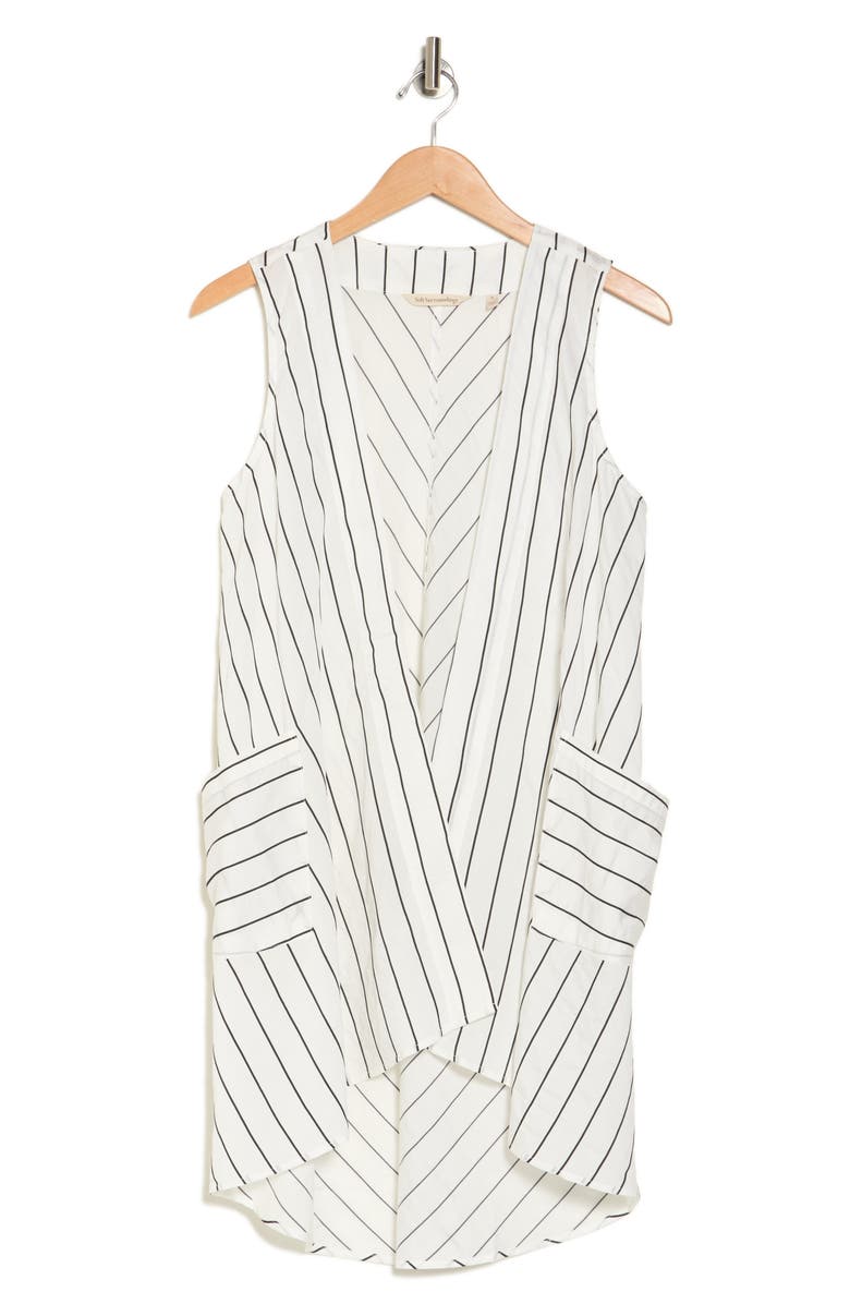 PATRIZIA LUCA Pin Stripe Longline Vest, Alternate, color, White