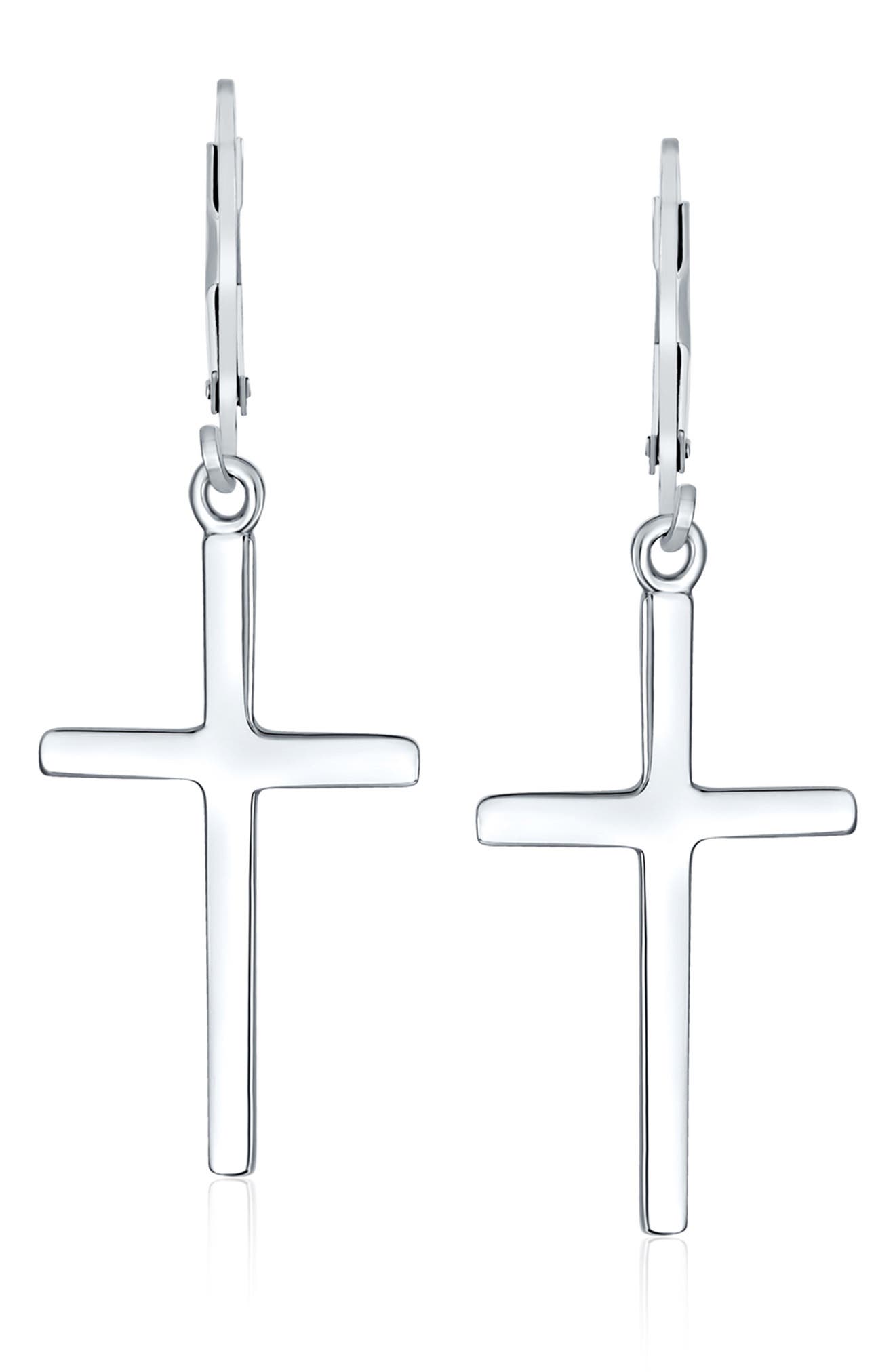 BLING JEWELRY Sterling Silver Cross Earrings