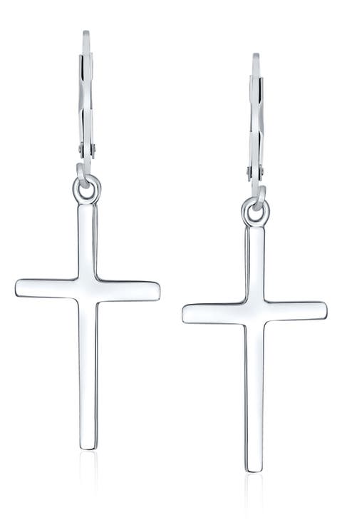 Sterling Silver Cross Earrings