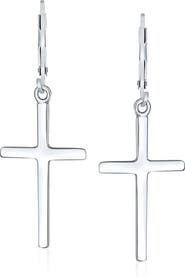 BLING JEWELRY Sterling Silver Cross Earrings