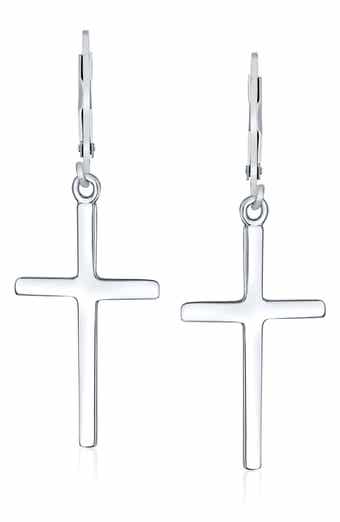 BLING JEWELRY Sterling Silver Cross Earrings