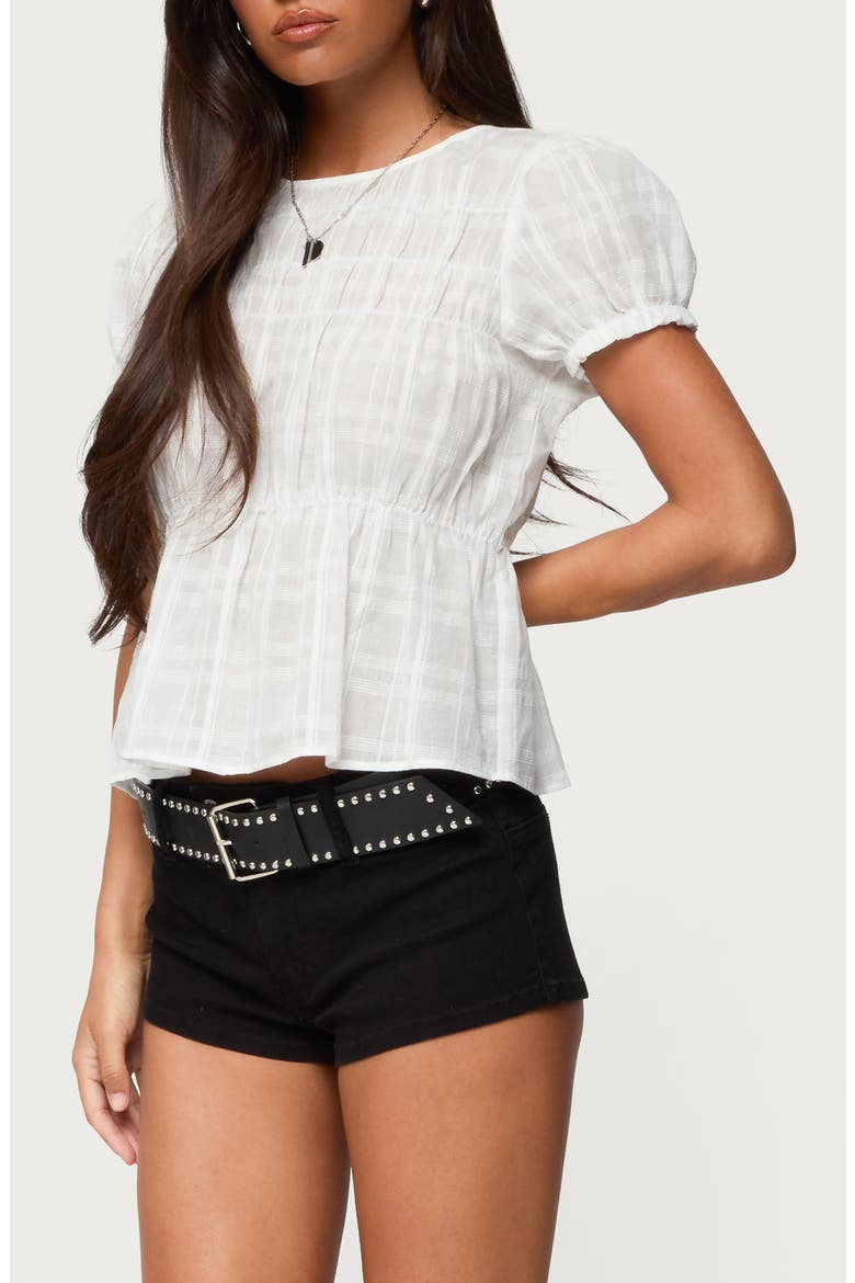 Maricella Gathered Tiered Cotton Top, Alternate, color, WHITE