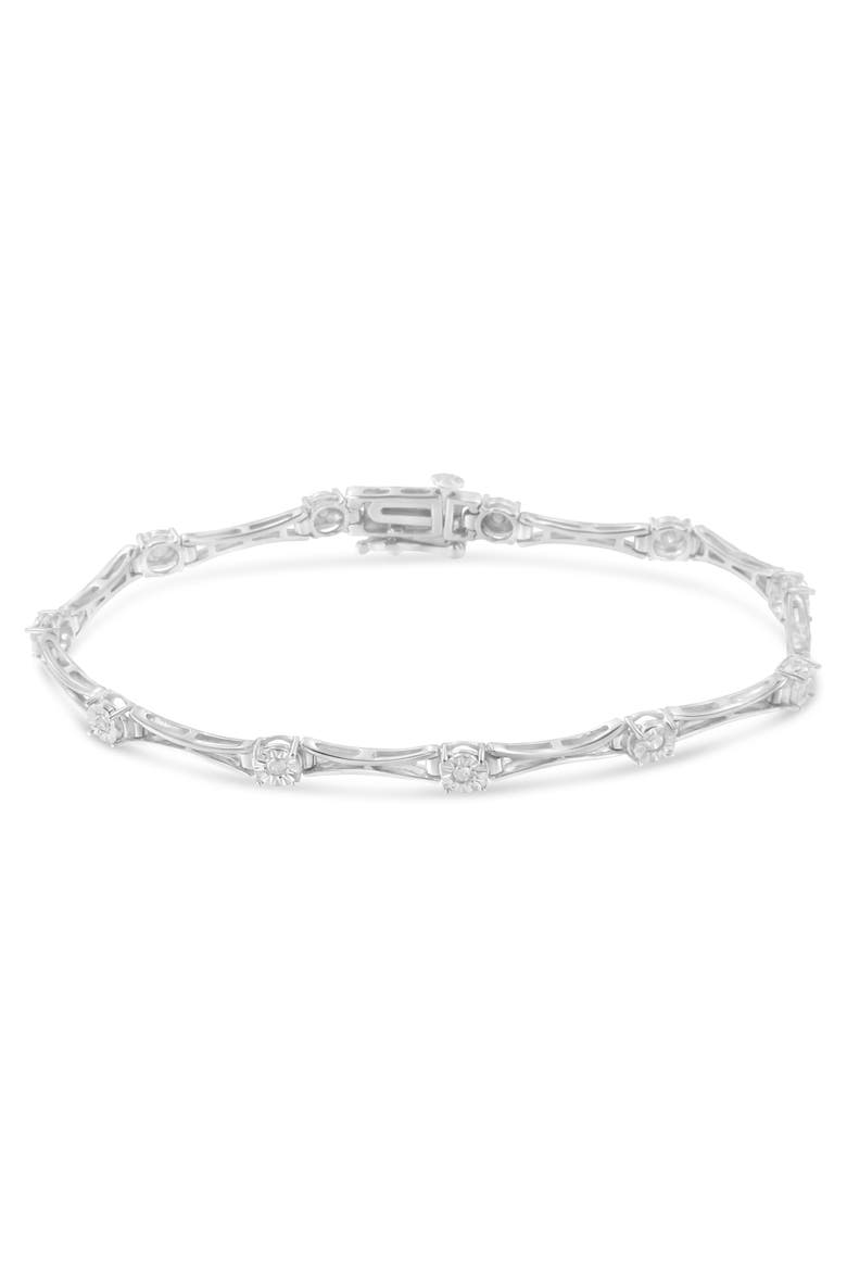 Silver 1/4 Cttw Diamond Miracle-Set Flared-Bar Link-Style Tennis Bracelet, Alternate, color, White