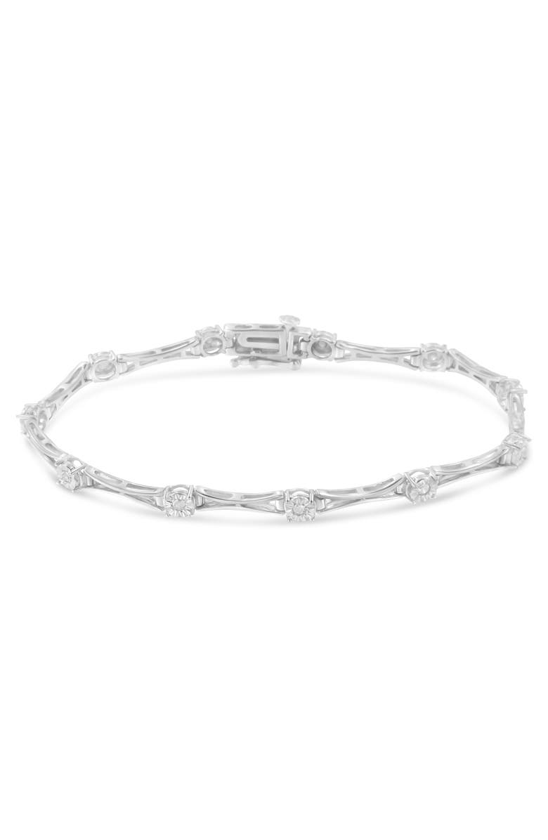 Haus of Brilliance Silver 1/4 Cttw Diamond Miracle-Set Flared-Bar Link-Style Tennis Bracelet, Alternate, color, White