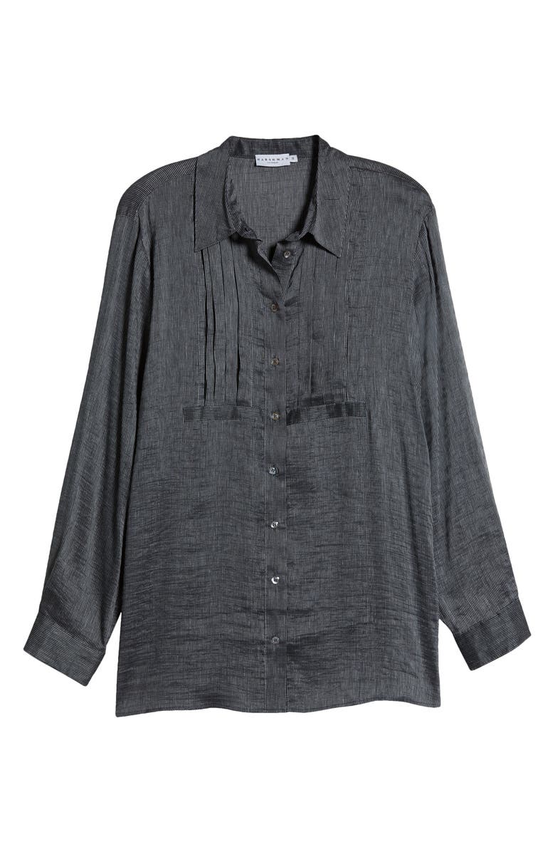 HARSHMAN Drea Stripe Silk & Linen Button-Up Tunic Blouse, Alternate, color, 