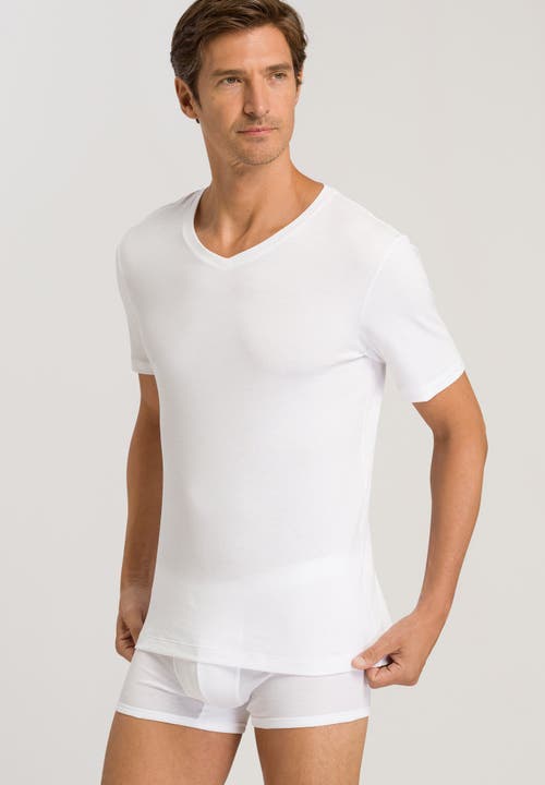 Hanro Cotton Pure V-neck T-shirt In White
